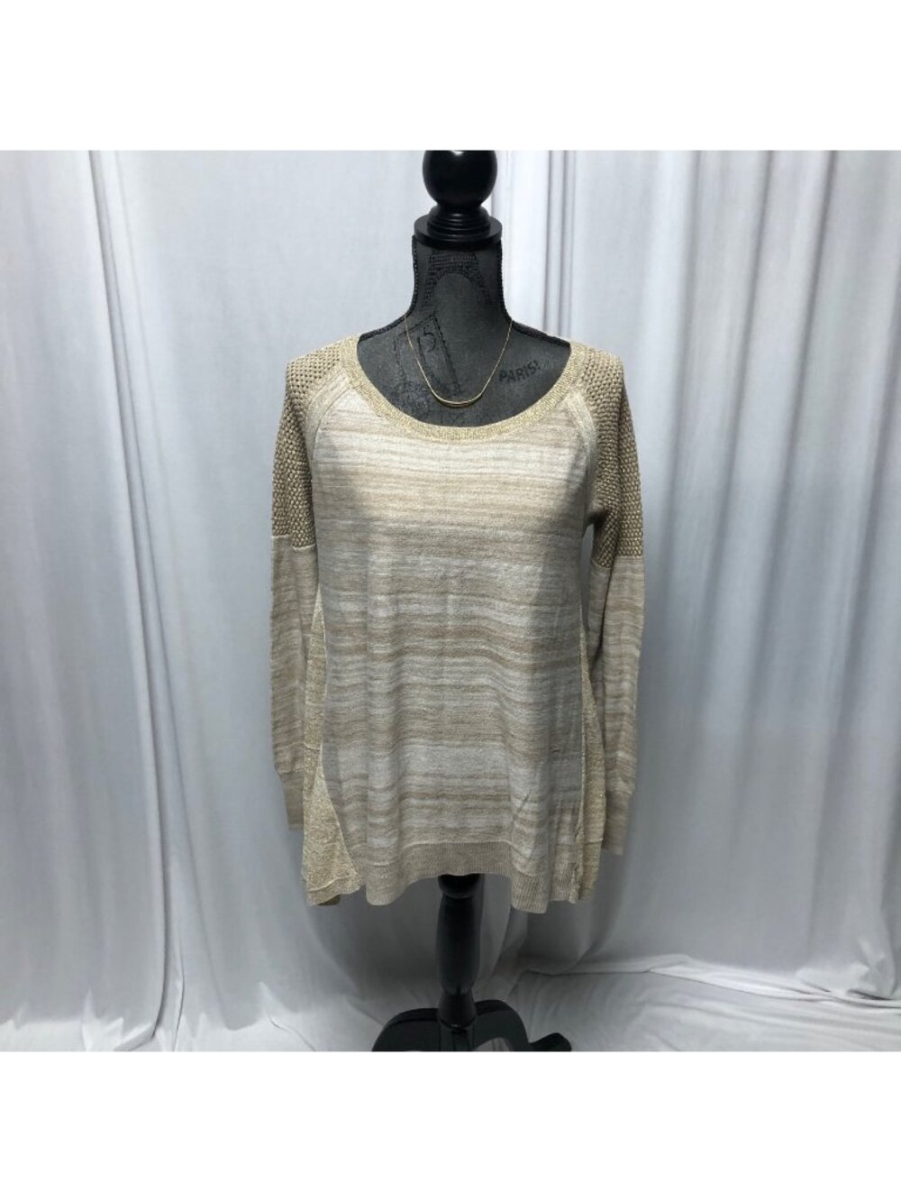 Knox Rose Sweater Womens Sz 1X Gold Metallic Long Sleeve Festive Party Pullover